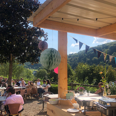 Terrasse mit Blick auf Luxemburg.